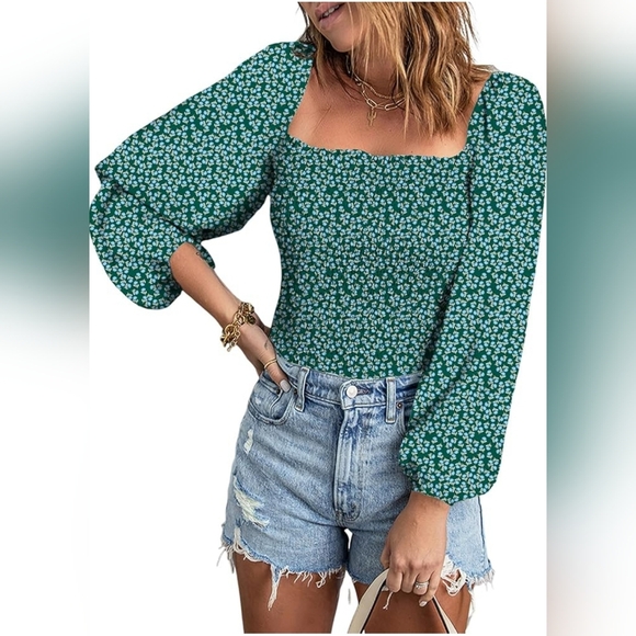 Tops - Floral green top
